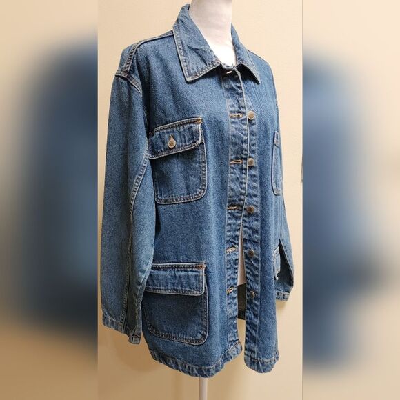 Vintage BILL BLASS Chore Coat Jean Jacket Women's Size Medium - Picture 4 of 10